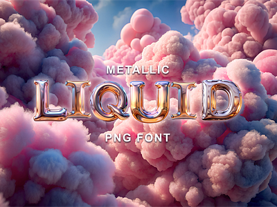 Metallic liquid font 3d font 3d render font letter liquid metallic png poster design typography ui y2k