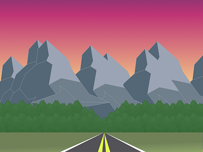 Road Trip design concept digital art digital illustration figma graphic graphic design illustration mountains road trip sunset ui