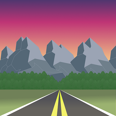 Road Trip design concept digital art digital illustration figma graphic graphic design illustration mountains road trip sunset ui