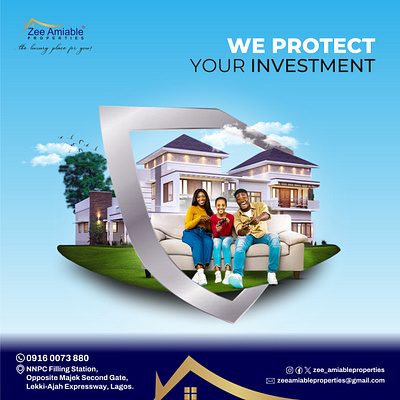 Real Estate (e-flyer) akinkunmi babatunde family happy happy family house shield investment land nice house protecting investment real estate home shield shield design simple real estate flyer tunecxino unique real estate flyer design we protect your investment zee amiable properties