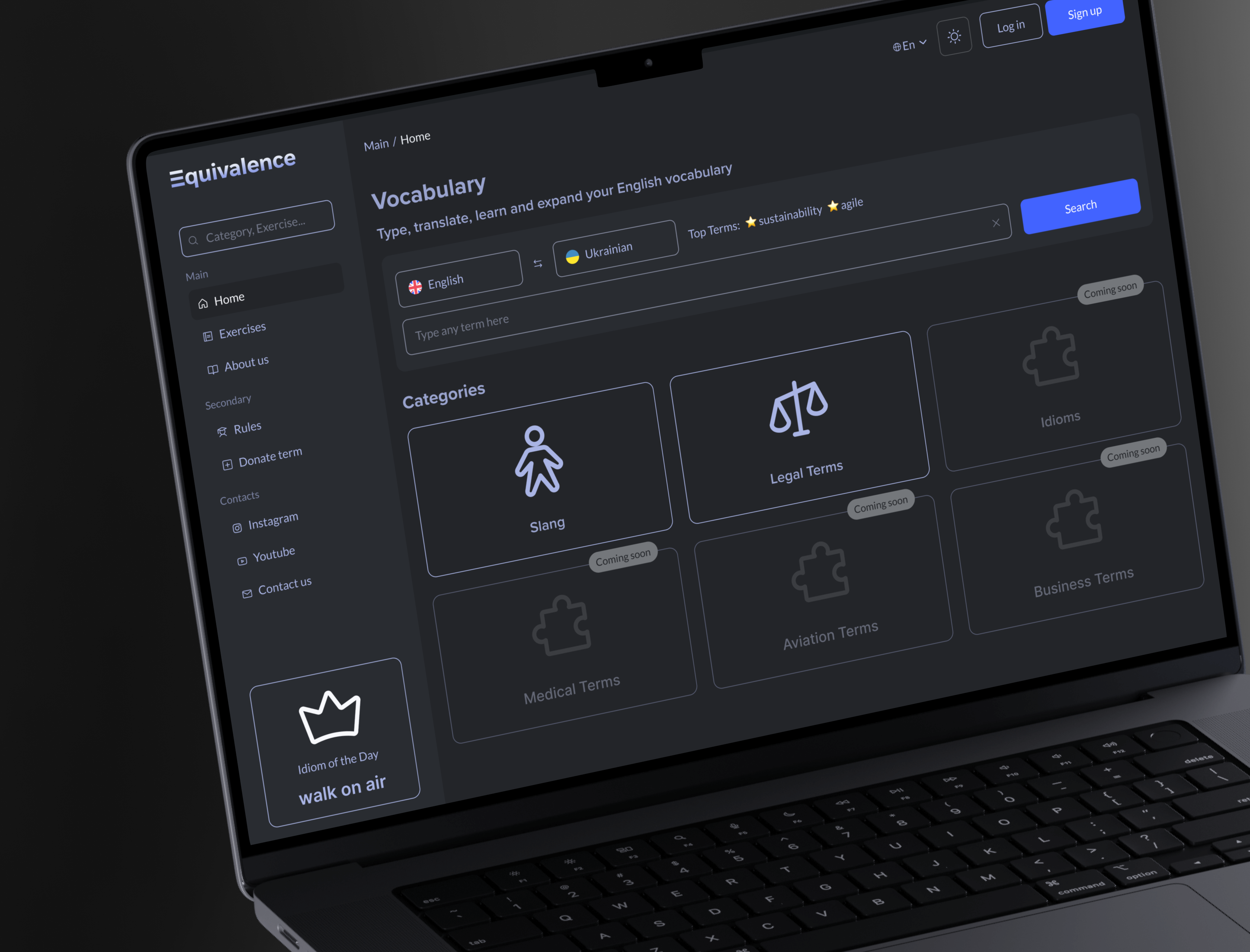 Edtech App • Interface cards edtech english english learning english terms english vocabulary learning app pet project pro terminology study terms ui design uiux vocabulary app web app