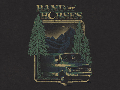 Band of Horses - Van Tee design drawing graphic hand drawn illustration merch mountains nature retro texture typography van vintage