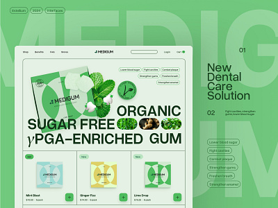 MEDIGUM Visual Identity & Website blender branding chewing gum dental care design figma graphic design health care medical oral care ui ux uxdesign uxui