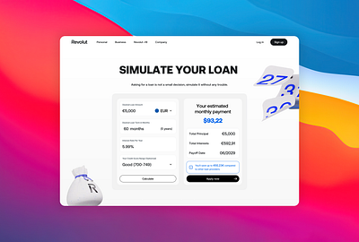 Revolut Loan Simulator Design - Daily UI #4 calculator dailyui design finance fintech revolut ui ux web application webdesign