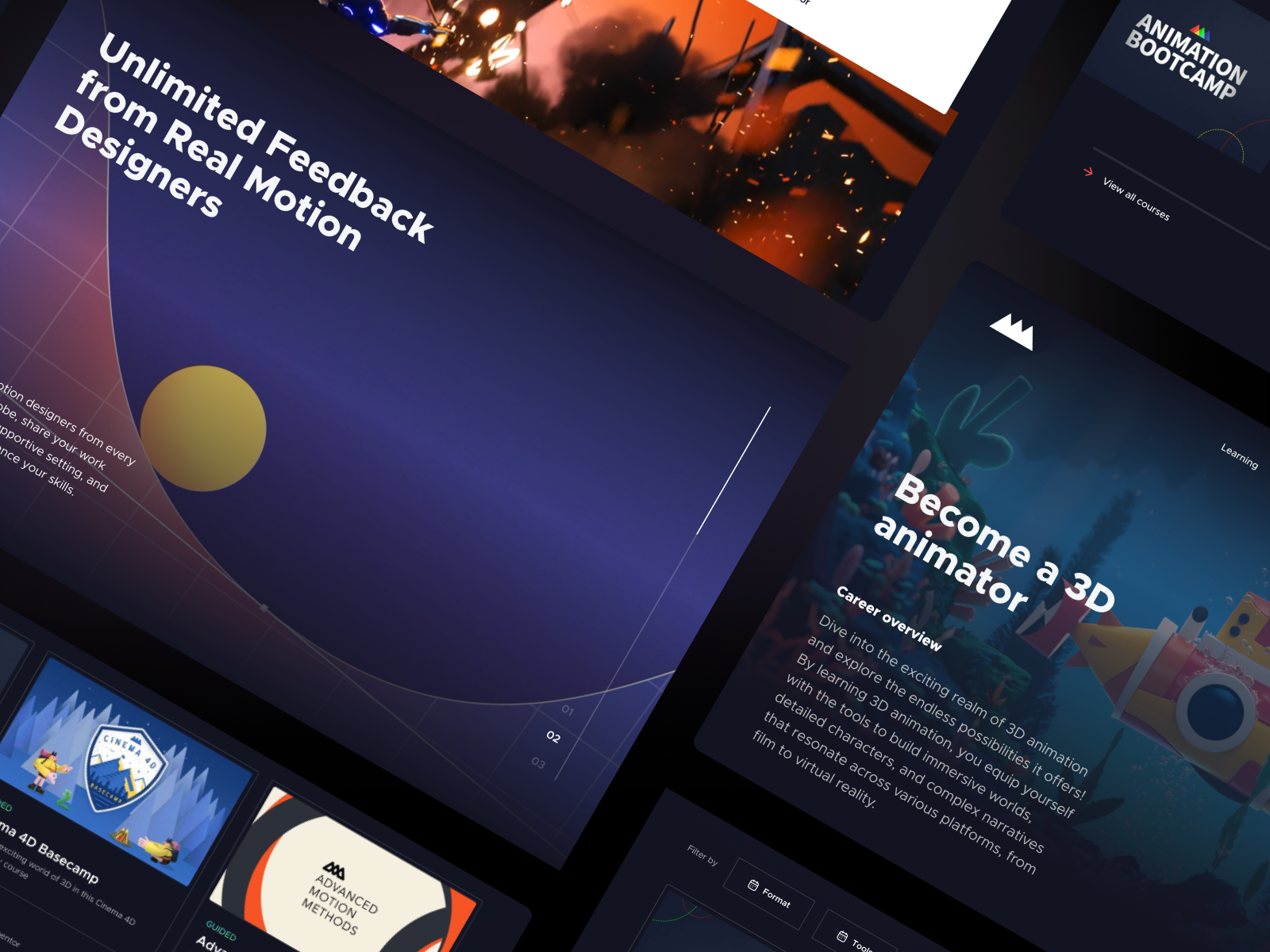 School of Motion Redesign about blog branding clean cms courses dark darkblue design education graident homepage illustration landing page learning logo ui web webflow website