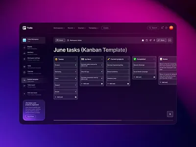 Trello - Redesign crm dark kanban trello ui web