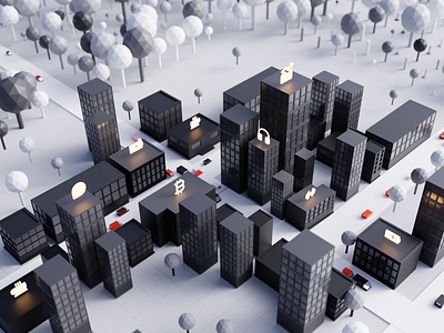 City Low Poly Animation 3d animation blender city design graphic design illustration modeling motion graphics
