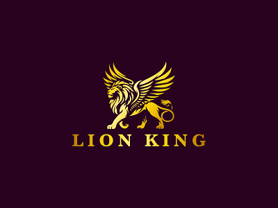 Lion King Logo animal animals boutique branding lion logo fly graphic design king leo lion king lion luxury logo logo for sale real estate royal smart ui ux vector wing wings
