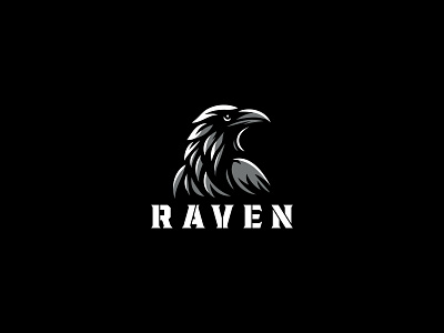RAVEN LOGO agency bird logo branding business corporate cteative logo head identity logo logo for sale medieval professional psd logo raven raven logo realistic ui ux vector zoo