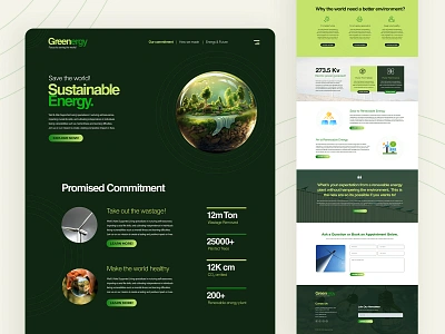 Sustainable Energy Website UI Design | Figma branding energy from nature figma figma layout graphic design green website design minimal ui design new branding professional website renewable energy ui solar and green energy sustainable energy ui user interface design web design web layout website design website design layout