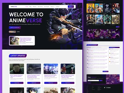 ANIMEVERSE (blog website) graphic design landing page ui web design