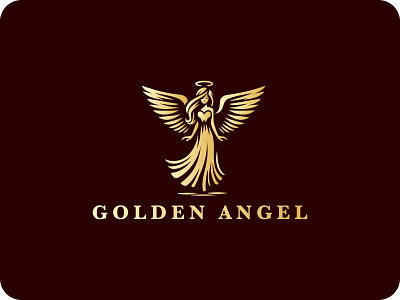 GOLDEN ANGEL LOGO branding calligraphy classic filigree classy creative crest decorative business deluxe elegant blazon elegant swirl fancy restaurant fine winery flourish golden crown heraldic high quality wine luxurious luxury jewelry romantic wedding vector