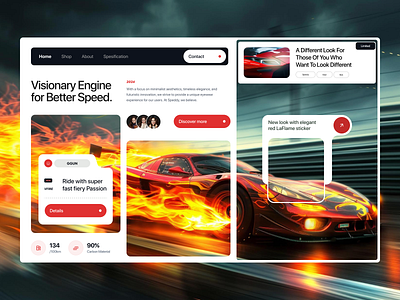 Car Website Concept - FVIRE car cars design drag race engine f1 layout speed super car typography ui user interface ux vehicle web design website