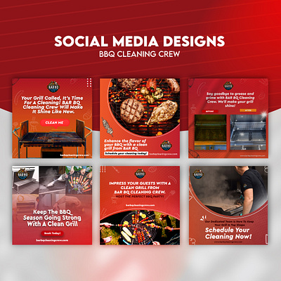 Social Media Designs for BBQ Cleaning Crew. adobe photoshop branding design graphic design logo social media design