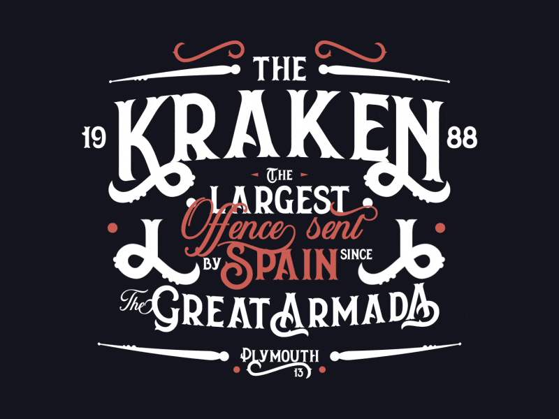 THE KRAKEN aftereffects amber animation armada illustrator kraken lettering logo motion graphics plymouth reveal spain taste typography vector