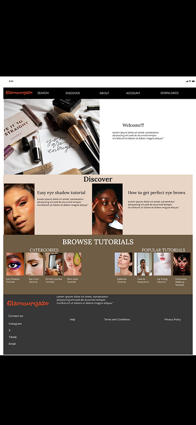Glamourgaze(Makeup Tutorial Website) graphic design ui ux