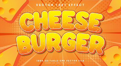 Cheese Burger 3d editable text style Template eat