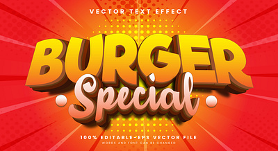 Burger Special 3d editable text style Template eat