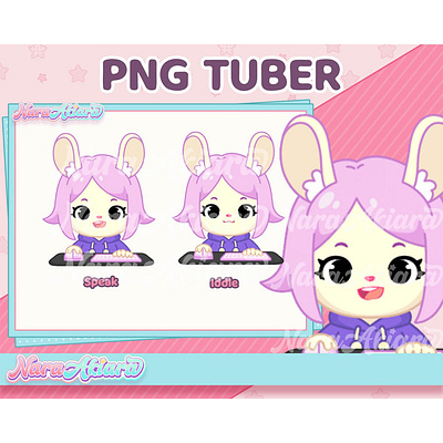 PNG Tuber Purple Bunny Chibi Girl for Stream animeart characterdesign customcharacter highqualityart live2dmodel onlinecreators streamers twitchstreamer virtualavatar vtuberavatar