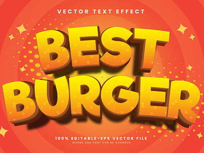 Best Burger 3d editable text style Template eat