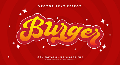 Burger 3d editable text style Template eat