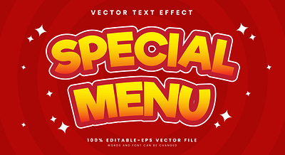 Special Menu 3d editable text style Template food menu