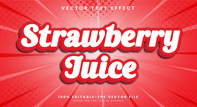 Strawberry Juice 3d editable text style Template fresh