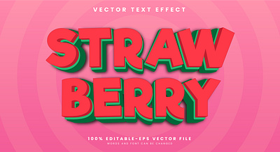 Strawberry 3d editable text style Template favor