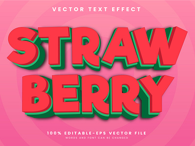 Strawberry 3d editable text style Template favor