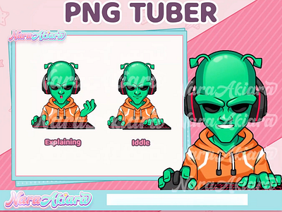 Our Unconventional PNG Tuber Green Alien for Streamers aliencharacter animation animeart characterdesign digitaldesign gaming highqualityart motion graphics pngtuber streaming vtuberassets