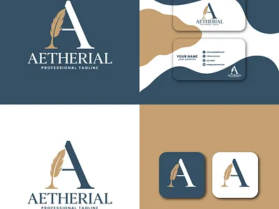 Aetherial Logo Design aetherial elegance feather fusion grace graphic design logo plume symbol typography