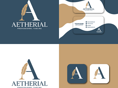 Aetherial Logo Design aetherial elegance feather fusion grace graphic design logo plume symbol typography