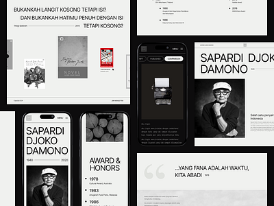 Sapardi Djoko Purnomo Poems Website app artist biography book branding design documentation homepage landing page mobile poem responsive tribute ui ui ux ui mobile uidesign ux web design website