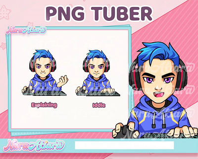 The Playful of Our PNG Tuber Blue Hair Boy characterdesign contentcreation custompngtuber gamercharacter gaming highqualityart motion graphics pngtuber streaming uniquevtuber vtuberassets vtubercommunity