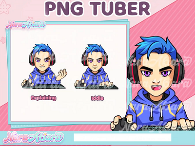 The Playful of Our PNG Tuber Blue Hair Boy characterdesign contentcreation custompngtuber gamercharacter gaming highqualityart motion graphics pngtuber streaming uniquevtuber vtuberassets vtubercommunity