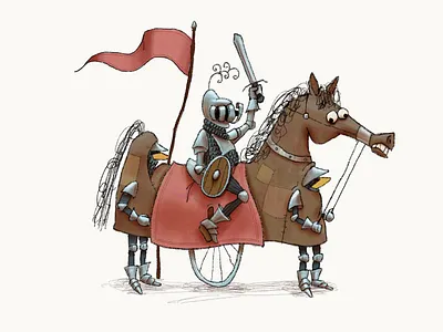 Searle Knight character horse illustration knight larp procreate unicycle