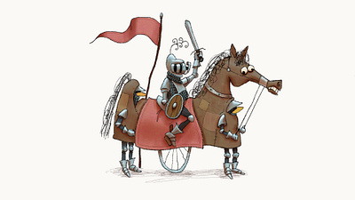 Searle Knight character horse illustration knight larp procreate unicycle