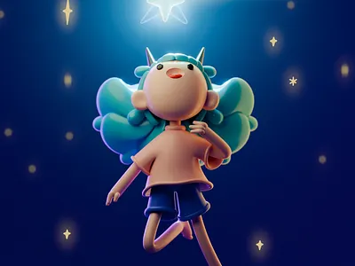 Stars 3d character character animation character design character modeling design girl happy illustration stars stylized