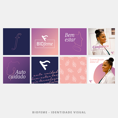 Biofeme | Social Media branding feminine graphic design health instagram layout logo pink purple template visual identity woman