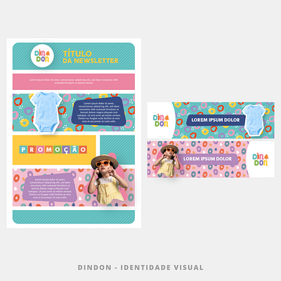 Din Don | Branding baby banner brand branding clothing colorful cute fun graphic design kids logo newsletter pastel visual identity web