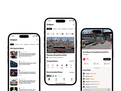 OnSport - Sport Streaming App app f1 mobile news score sport streaming ui ui ux ux