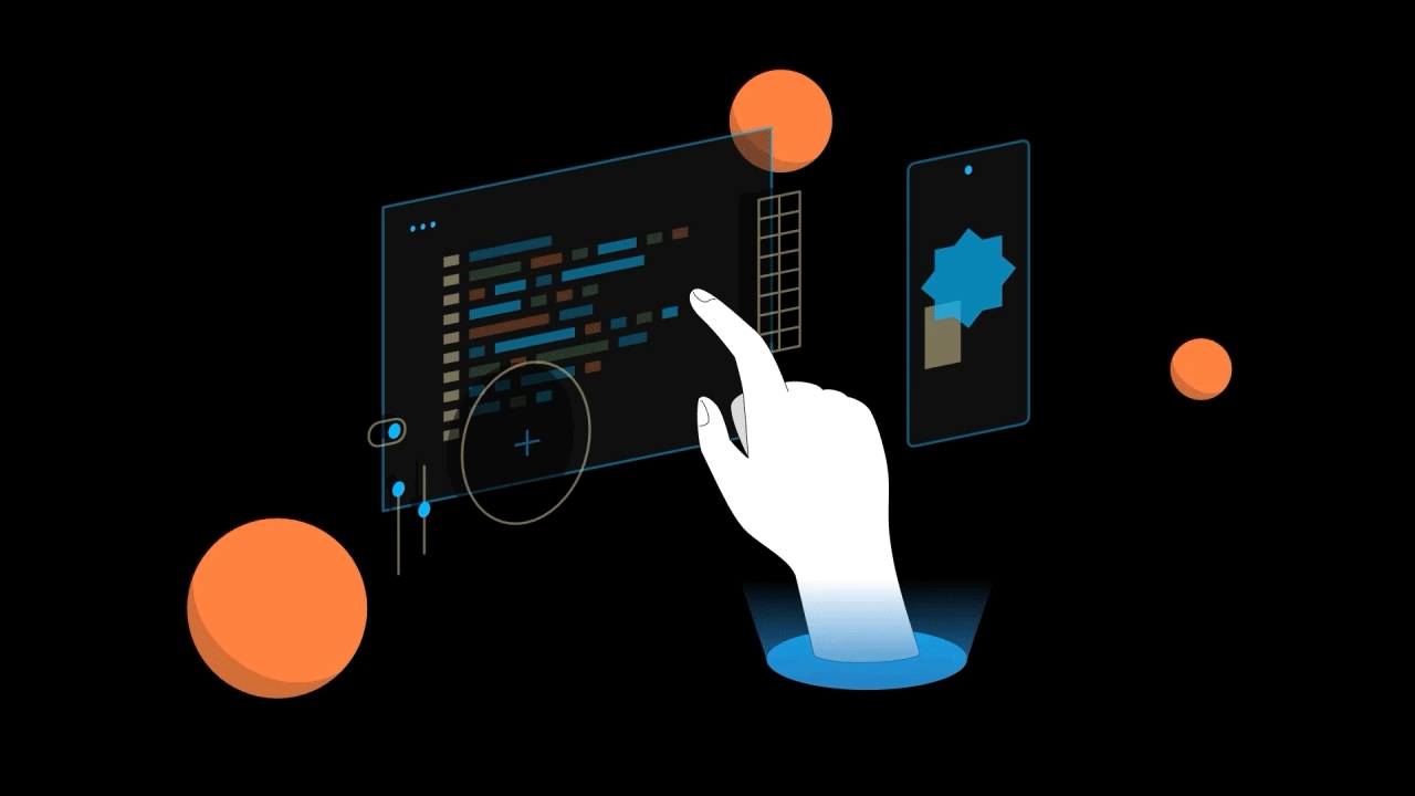 Futuristic UI - Devices 2d after effects animated gif animation hand lottie motion graphics rigging toon boom harmony
