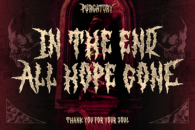 Purgatory black letter decorative font font font style metal font typeface