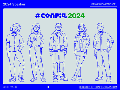 Config'24 in the corner branding conference config cute design doodle figma illustration kawaii