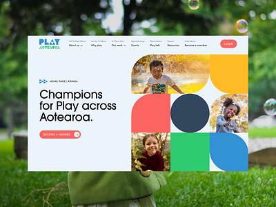 Play Aotearoa Landing Page childs right to play colourful graphic design kids landing page playful shapes ui design ux design visual design