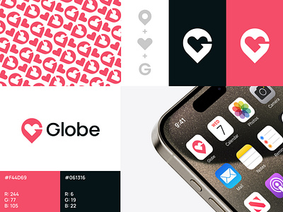 Dating app brand branding dating design elegant g graphic design heart illustration letter logo logo design logo designer logodesign logodesigner logotype minimalism minimalistic modern pin