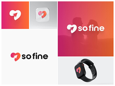 So Fine Dating App Logo adobeillustrator app arrow branding brandlogo creativelogo graphic design heart logo logo design logodesign