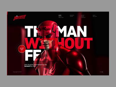 DareDevil - Website Concept 3d character comics dailyuix daredevil desktop film grid inspiration interaction landing layout marvel netflix superhero typography ui ux concept uitips webdesign website