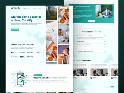 Creatify - Landing Page for Affiliate Program affiliate content creator design green landing page ui webdesign website
