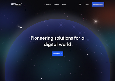 Space Themed Hero Section animation designinspiration figma hero design hero section illustration landing page space stars uidesign uiux web design website design